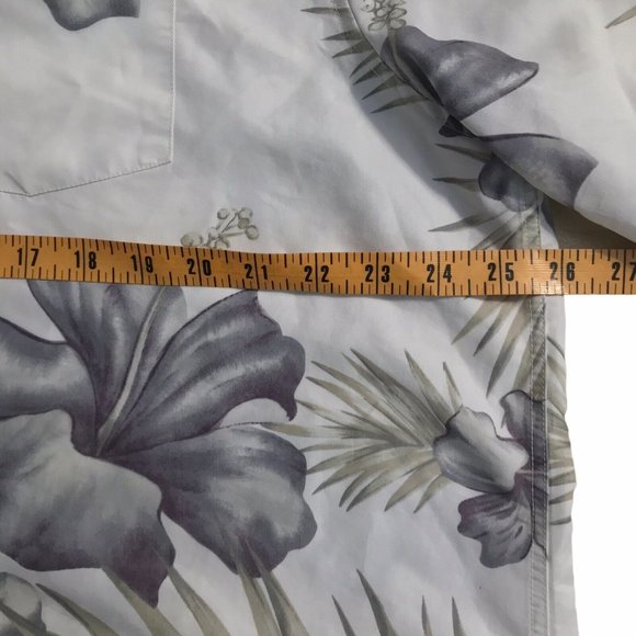 Honolulu Surf Co Mens Hawaiian button up gray Palm leaf floral Shirt sz XXL - Picture 4 of 9